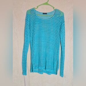 Women's Venus Open Knit Beach Cover-Up Sweater Turquoise